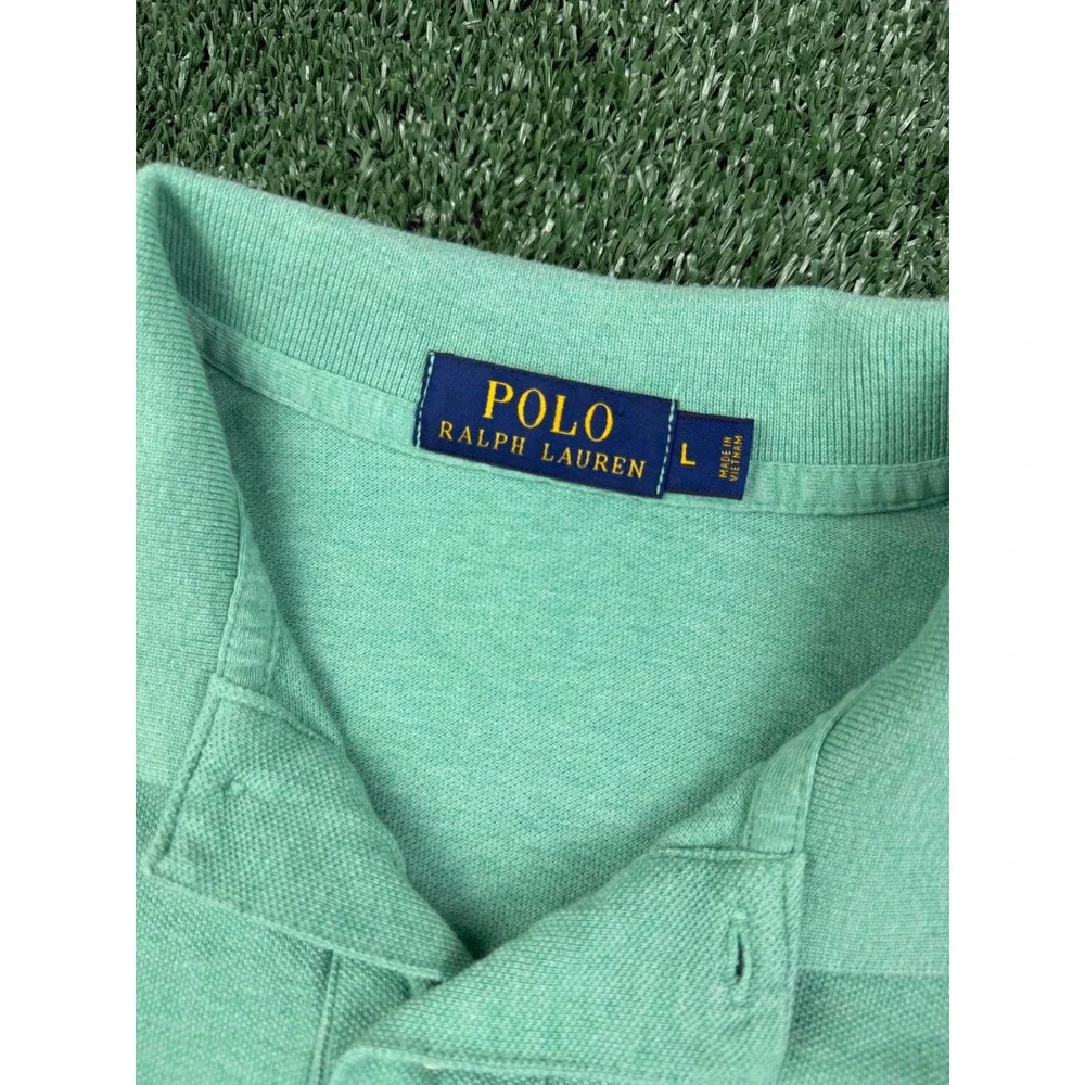 Polo Ralph Lauren Mens Large Mint Green Short Sleeve Pique Polo Purple Pony